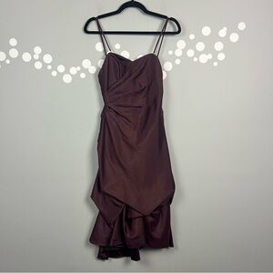Wtoo by Watters Ruched Strapless Formal Dress Burgundy Size 0